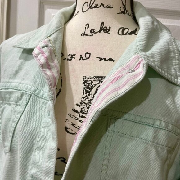 J.JILL DENIM MINT GREEN JACKET SZ M VERSATILE MINIMALIST SOPHISTICATED - Picture 5 of 12